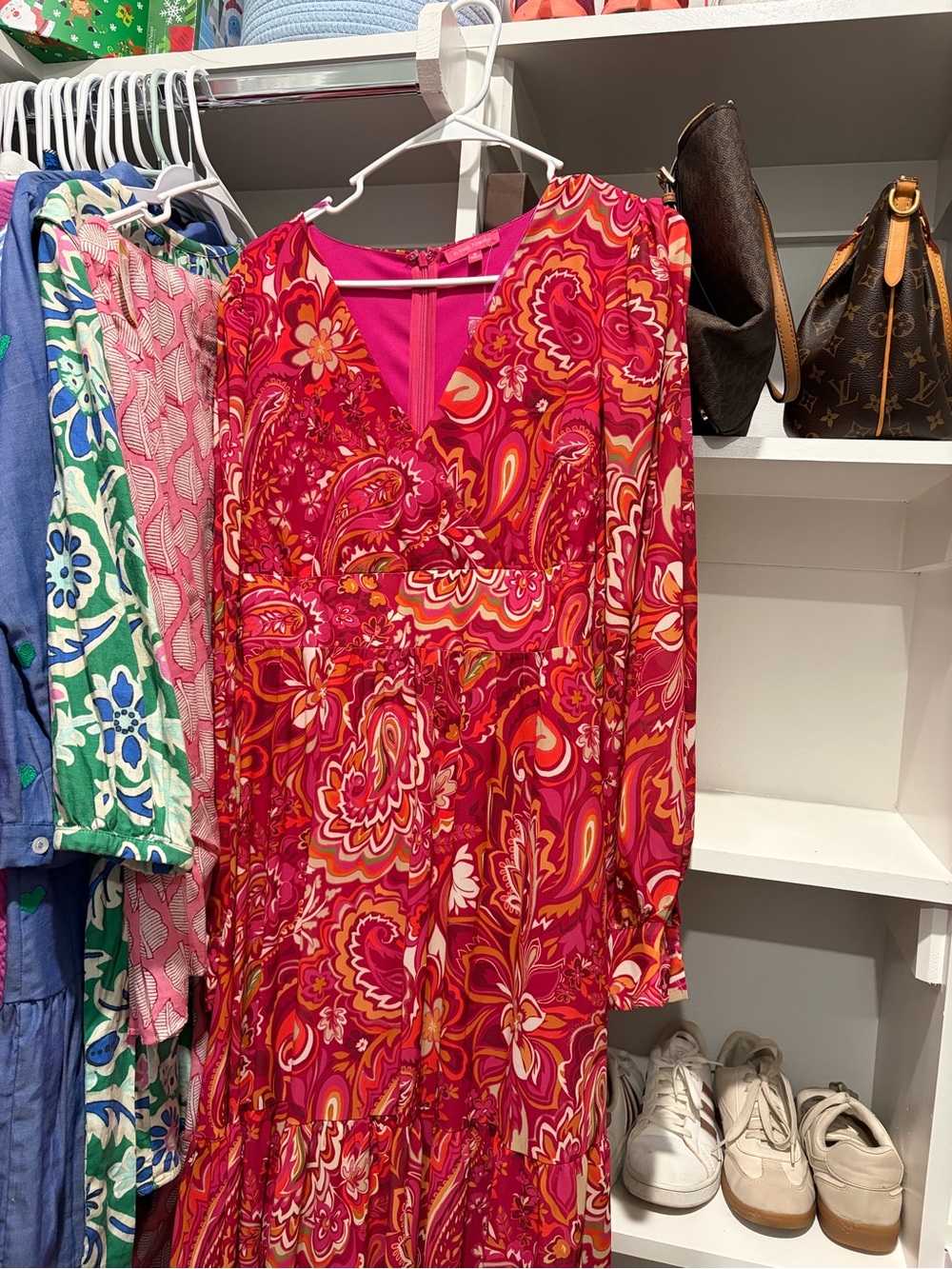 Flying Tomato Pink and Orange Paisley Maxi Dress